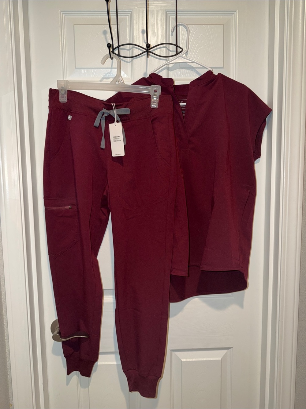 Figs Women's Burgundy Scrub Set - Top & Jogger Pants